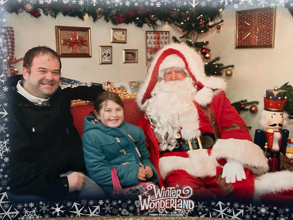 Ella and her dad, Spencer, celebrating Christmas through the years.